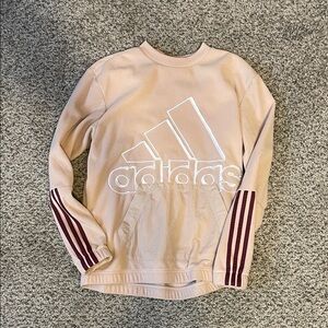Adidas Tan Sweatshirt with Maroon Stripes